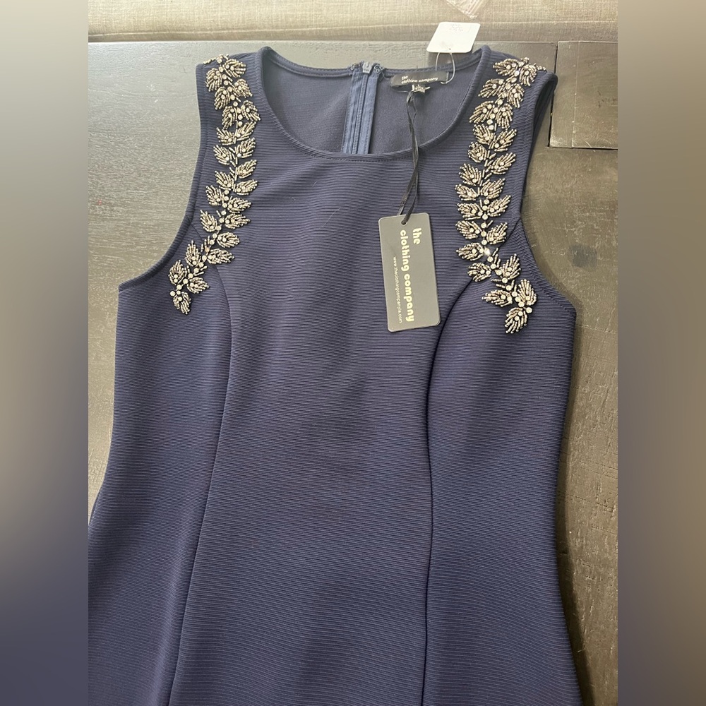 NWT Navy Blue Beaded Bodycon Dress | NYE Cocktail‎ Party Large